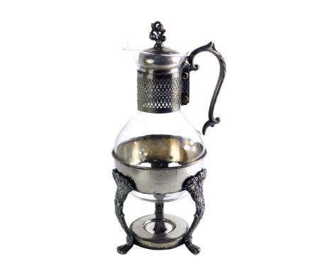 A glass coffee percolator, with silver plated mounts, lacking burner, 34cm high. 