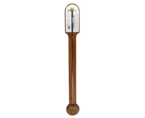 A 20thC oak stick barometer, by Rapport London, 89cm high.