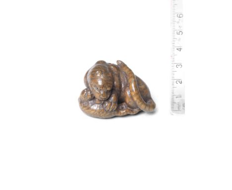 A wood netsuke of a tiger and cubBy Kokei, Kuwana, Ise Province, late 18th/early 19th centuryBoth seated, the parent affectio