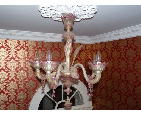 Venetian glass chandelier: pink and gold fleckedOBJECT LOCATION: ATTIC 