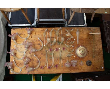 Venetian red/clear glass chandelier, 2 pot chandeliers OBJECT LOCATION: ATTIC 