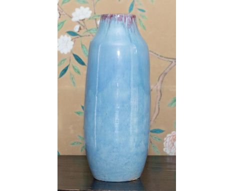 An Arts & Crafts Mortlake high fired pottery art vase by George James Cox dated 1912, elongated form with conical mouth, with