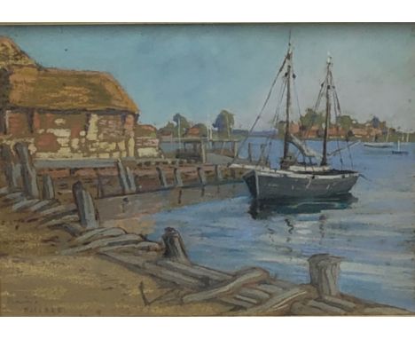 M R P Allwood (British early 20th century): 'Bosham Harbour', pastel titled and dated 1925, signed and titled on artist's add