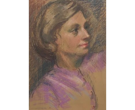 Leonard John Fuller (British 1891-1973): Bust Portrait of a Lady, pastel signed 44cm x 31cm - Condition Report 