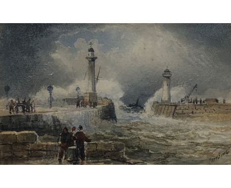 Frederick William Booty (British 1840-1924): On the Pier Whitby, watercolour signed 11.5cm x 18.5cm Provenance: with T.B. &am