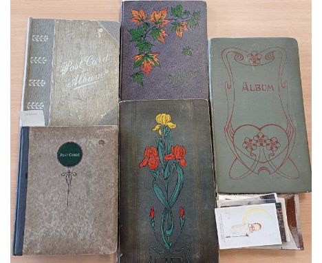 Assorted Postcards. Approximately 945 cards in five vintage albums and some loose, many greetings and glamour cards, some com