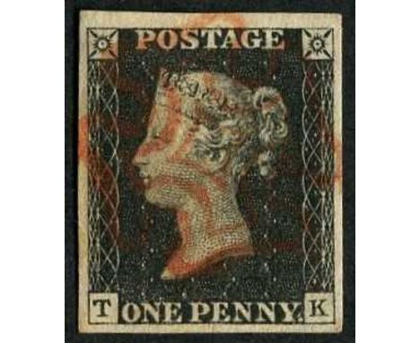 Great Britain 1840 1d black, plate 1b (T-K), very attractive with generous and even margins and a light red Maltese cross pos