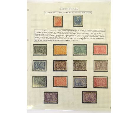 Canada 1897 Jubilee issues mint to $1, plus $2 used (cat. £450, roller cancel) and $4 mint. The $1 very nice (cat. £550). 5ct