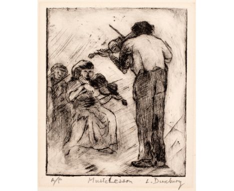 Leslie Duxbury (1921-2001)/Music Lesson/signed in pencil, inscribed with title and A/P/etching, plate size 10.25cm x 8.5cm/Le