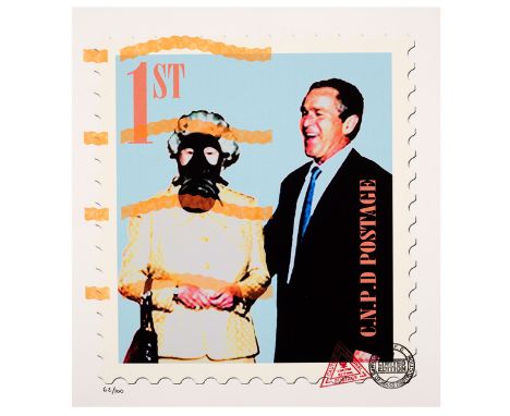 CNPD (Jimmy Cauty, British, born 1956)/Queen in a Gas Mask with Bush, 1st class/from the stamp of mass destruction series/lim