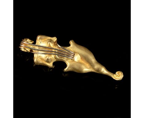 Alessandro Dari, Donna Violino, a bi-colour 18ct gold pendant/brooch of abstract violin form, signed, inscribed and dated '99