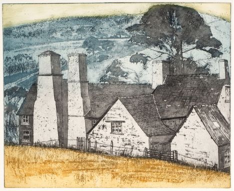 Leslie Duxbury (1921-2001)/Breconshire Farmhouse/coloured etching, plate size 23.75cm x 29.5cm and/Llwyn Celyn/etching, plate
