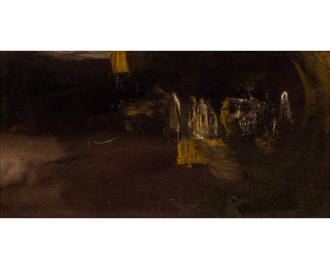 Bob Crossley (1912-2010)/Reflections in a Pool/signed and dated '58/oil on board, 14cm x 29cm CONDITION REPORT: The condition