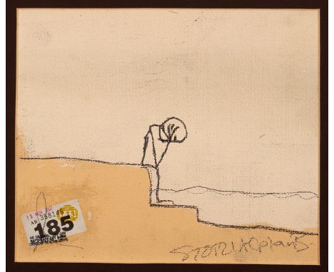 STOT21STCPLANB aka Harry Adams (Adam Wood and Steve Lowe)/Figure with Head in Hands/raffle ticket 185 attached to front/mixed