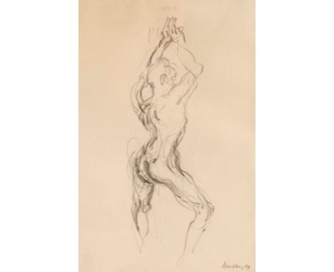 Maggi Hambling (born 1945)/Study From Life, Arms Raised/signed and dated 87/pencil, 30cm x 19cm/Provenance: Serpentine Galler