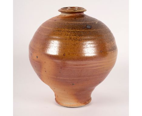 Stephen Parry (born 1950), a woodfired bottle vase, semi-lustre glaze, impressed mark, 22cm high CONDITION REPORT: ARR Artist