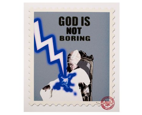 CNPD (Jimmy Cauty, British, born 1956)/God is Not Boring stamp/dated 2006, limited edition 31/78/print, 35cm x 38.5cm CONDITI