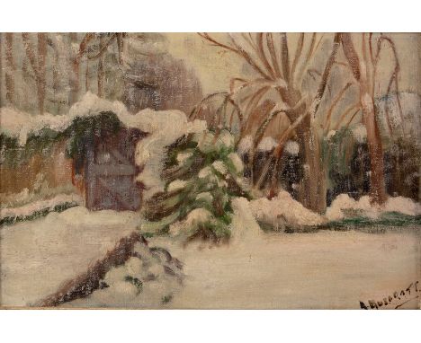 Alicia Frances Muspratt/Fourth Week of Snow/signed, inscribed to reverse and dated 1947/oil on canvas, 30cm x 46cm CONDITION 