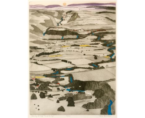 John Brunsdon (1933-2014)/Helmsley Heritage 'Round the Rye'/signed and numbered 108/200/coloured etching, 63cm x 47.5cm CONDI