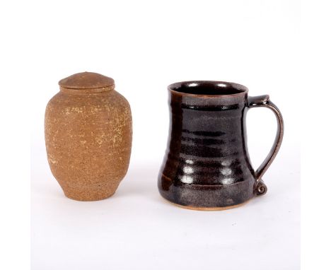 David Leach (1911-2005) for Lowerdown Pottery, a ribbed stoneware jar and cover, impressed seal mark, 14cm high and a St Ives