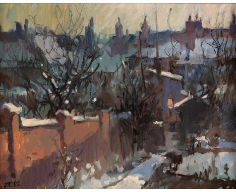 T Oliver Elmes (1934-2011)/November Snow in Essex/signed with initials; inscribed to reverse/oil on canvas, 32cm x 40cm/Prove