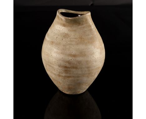 Chris Carter (born 1945), a stoneware vessel, thrown and altered with oxidised interior, impressed mark to base, 17cm high CO