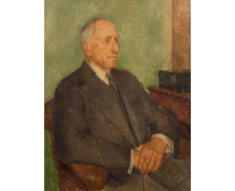 Sir William Coldstream CBE (1908-1987)/Portrait of Charles Harold St John Hornby/half length, seated, wearing suit and tie/si