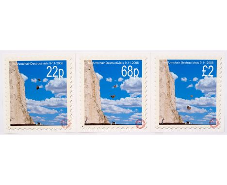 CNPD (Jimmy Cauty, British, born 1956)/The Armchair Destructivists, 9-11-2006, 68p, £2 and 22p stamps/artist's proof/three pr