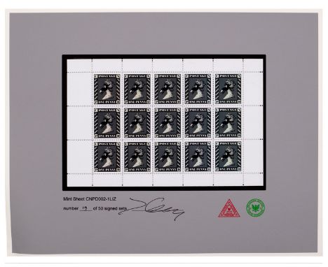 CNPD (Jimmy Cauty, British, born 1956)/Mint Sheet CNPD002-1LIZ Queen stamps/signed Jimmy Cauty, limited edition 19/50/24cm x 