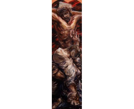Iain McKillop (Contemporary)/Stations of the Cross X/signed and dated 2003/oil on board, 61cm x 17cm CONDITION REPORT: ARR Ar