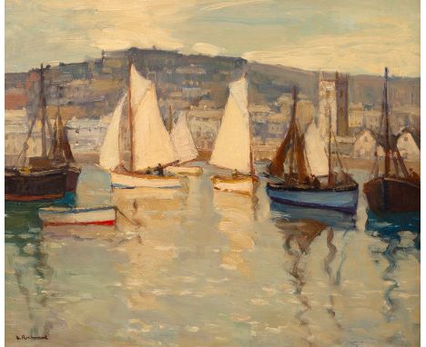 Leonard Richmond (1889-1965)/Boats at Penzance/signed/oil on canvas, 50cm x 60cm CONDITION REPORT: Condition appears excellen