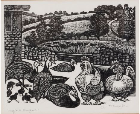 Pamela Hughes (Contemporary)/Suffolk Farmyard/signed, titled and numbered 1/45 in pencil/wood engraving, image 10cm x 12.5cm 