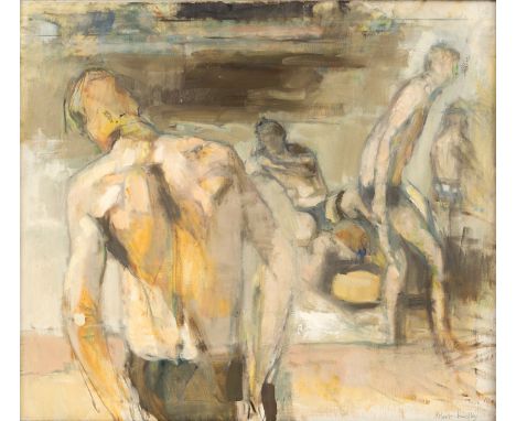 Robert Medley (1905-1994)/Figures by a Lake/signed; dated to stretcher 1988; bears Royal Academy 1989 exhibition label and ga