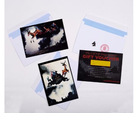CNPD (Jimmy Cauty, British, born 1956)/The CNPD Xmas Surprise Gift Voucher in a stamped envelope and two Father Christmas car