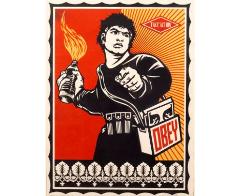 Obey (Shepard Fairey, American, born 1970)/Molotov Man/signed l.r., limited edition 112/300/print, 60cm x 45cm CONDITION REPO