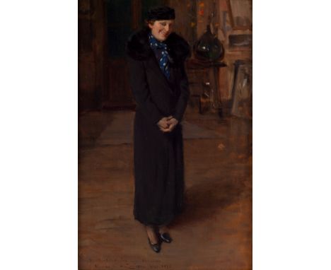 Arturo Zanieri (1870-1955)/Portrait of Signorina Lina Bonomi/signed and inscribed with dedication and dated 1937/oil on board