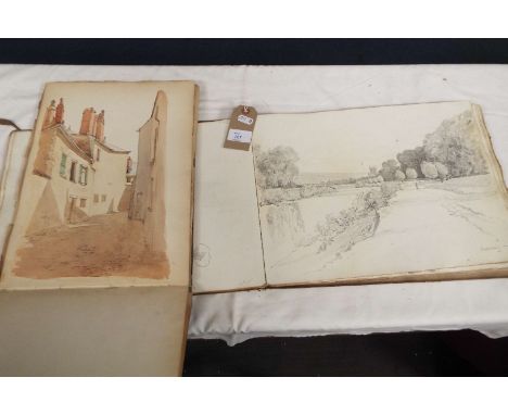 SIR REGINALD BLOMFIELD (1856 - 1942) two Roberson & Co clothbound sketchbooks containing a quantity of pencil and graphite ar