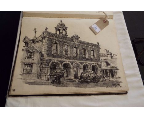 AUSTIN BLOMFIELD (1895 - 1967) Roberson & Co Ltd clothbound sketchbook dating to the late 1940s/early 1950s, mainly charcoal 