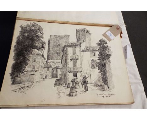 AUSTIN BLOMFIELD (1895 - 1967) Roberson & Co Ltd clothbound sketchbook dating to the mid-1950s, mainly charcoal architectural