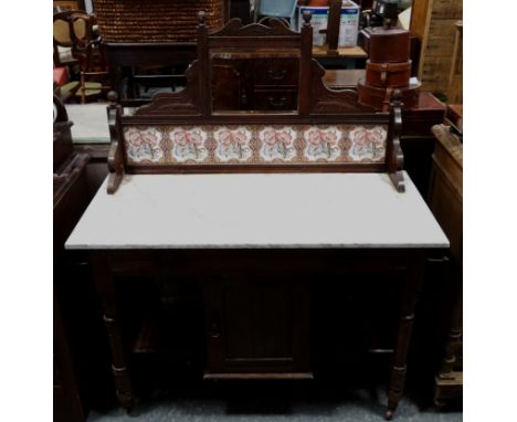 Marble top, tile back washstand & matching dressing table 