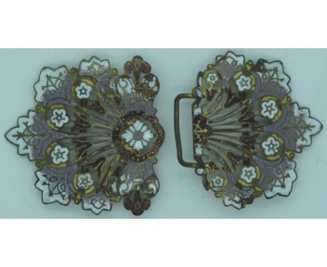 Gilt enamel belt buckle 