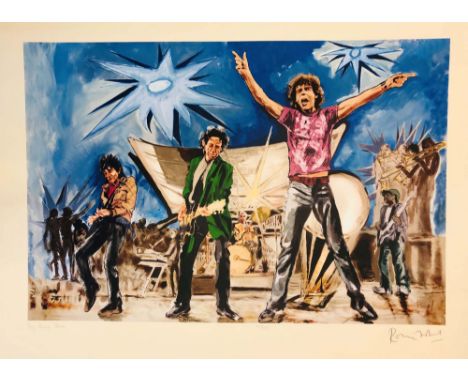 ROLLING STONES - RONNIE WOOD. A hand signed and numbered print of a work by Ronnie Wood, titled 'Big Bang Blue' hand numbered