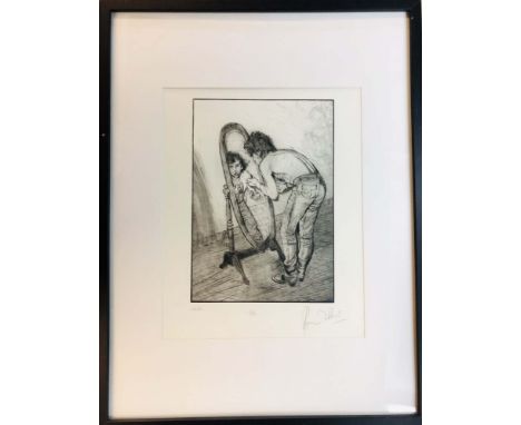 ROLLING STONES - RONNIE WOOD. A framed, hand signed and numbered print of a work by Ronnie Wood titled 'Keith', hand numbered