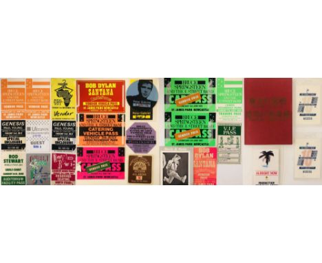 BACKSTAGE PASSES - SPRINGSTEEN/DYLAN. Collection of 24 various stick on/laminated backstage/AAA/artist/vendor passes for conc