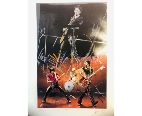 ROLLING STONES - RONNIE WOOD. A framed, hand signed and numbered print of a work by Ronnie Wood titled 'Twang', hand numbered