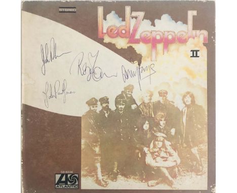 FULLY SIGNED LED ZEPPELIN II. A copy of Led Zeppelin II (K 40037, VG+ with marks to side A) signed very clearly in blue ink t