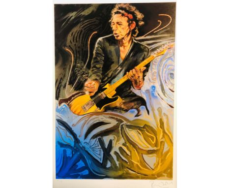 ROLLING STONES - RONNIE WOOD. A framed, hand signed print of a work by Ronnie Wood, hand numbered 105/195 and signed to lower