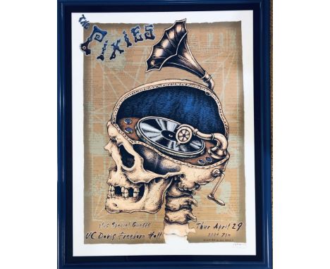 THE PIXIES/EMEK. A mounted and framed concert poster for The Pixies at Davis Hall, California, April 29, 2004. Hand made nine