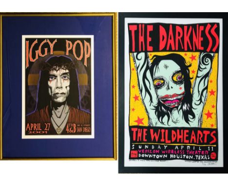IGGY POP/THE DARKNESS. Two mounted and framed posters to include: The Darkness/The WildHearts ltd edition silkscreen print (9