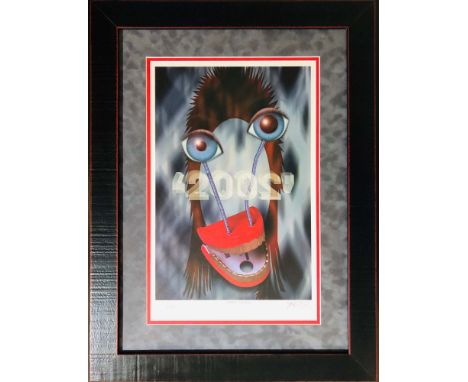 DAVID BOWIE SIGNED REX RAY. A mounted and framed lithographic print of artist Rex Ray's 2002 piece entitled 'Ziggy 2002' sign